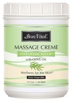 Bon Vital' Therapeutic Touch Massage Crème, Professional Massage Therapy Cream with Olive Oil to Repair Dry Skin & Soothe Sore Muscles, Full Body Moisturizer for Youthful Looking Skin, 1/2 Gal