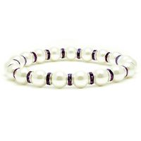 Accents Kingdom Women's Magnetic Hematite White Tuchi Simulated Pearl Bracelet with Simulated Amethyst Crystal, 7.5"