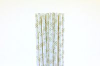 White with Grey Snowflakes Paper Straws (75)