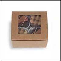 25 Kraft 4 pc Ballotin With Window - 2-5/8 x 2-1/2 x 1-1/4