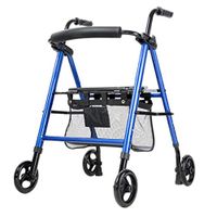 Elderly Walker Multi-Function with Brake, Disabled Walker Foldable for Shopping, Adjustable Height Walker with Seat 4-Wheel Walker,Suitable for People with Limited Mobility,A