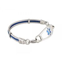 Diabetes Medical Alert Bracelet for Women | Other Medical Conditions Available | Fashionable & Attractive | Blue, Bay - 7.75