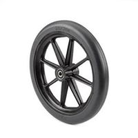 Pair of Invacare Caster Assembly, 8 X 1 Inch, 8-Spoke Black, Black Urethane Tires, 7/16 Inch, Bearing, 2-3/8 Inch Hub for Invacare Powerchair Wheelchair