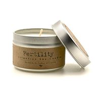 Fertility Soy Intention Candle 4oz. Travel Tin Red Currant Fresh Water Pearl Quartz Crystal Gemstones Aloha Elixir Made in Hawaii