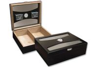 Prestige Import Group - The Delano Contemporary Cigar Humidor with UV Glass Top - Color: Black