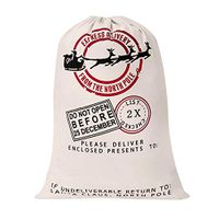 Personalized Santa Sack,HBlife Christmas Gift Bag Santa Bag Cotton with Drawstring Size 27.6"x 19.7" (White )