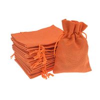 Bezall 50pcs Drawstring Burlap Jute Sacks Jewelry Candy Pouch Christmas Wedding Party Favor Gift Bags (Orange, 2.7 x 3.5)