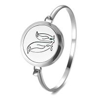 Garden Charms Penguin Design Essential Oil Diffuser Bracelet,Aromatherapy Jewelry Stainless Steel Locket Bracelets with 5 Color Pads (Bangle)