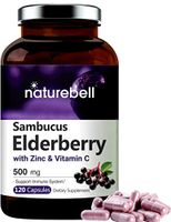 Sambucus Elderberry Capsules with Zinc and Vitamin C, 500mg,120 Capsules, Immune Vitamins to Support Immune System and Antioxidant, Non-GMO and Made in USA