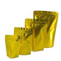 100 Pcs Colorful Stand Up Zip Lock Bags Pouch,Mylar Aluminum Foil Standing Zipper Plastic Pouches Bags Bottom Gusset Pouch Keep Aroma Zip Lock Bags (Golden, 11x16x3 cm(4.33"x6.3"x1.18"))