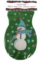Kringle's Kitchen Die Cut Treat Bags Clear Cello Cellophane Bags, 20 Count (Snowman)