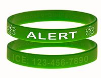 Custom Medical Alert ID Bracelet Wristbands - 2 Pack - Green - 8-1/4 Inches - Large