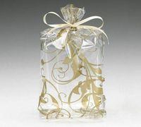 Gold"Jewel Swirls" 4x2x9" Medium Cello Cellophane Party Treat Food Snack Bags (25)