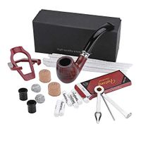 Resin Tobacco Pipe Set, Wooden Smoking Pipe Kit with Plastic Pipe Display Holder, Cleaning Tool and Other Accessories with Gift Box