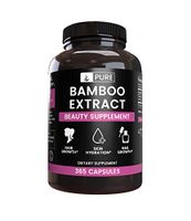 Natural Source Bamboo Extract, 365 Capsules, 6 Month Supply, No Stearate or Rice Fillers, 70% Silica, Gluten-Free, Non-GMO, Made in The US, Undiluted & Potent Bamboo Extract with No Additives