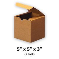 Brown Cardboard Kraft Tuck Top Gift Boxes with Lids, 5x5x3 (5 Pack) for Gifts, Crafting & Cupcakes| MagicWater Supply