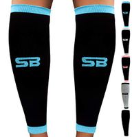 SB SOX Compression Calf Sleeves (20-30mmHg) for Men & Women - Perfect Option to Our Compression Socks - for Running, Shin Splint, Medical, Travel, Nursing, Cycling, and Leg Pain (Black/Blue, Large)