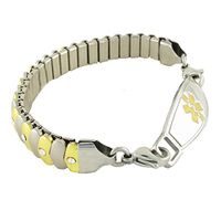 Women's Medical Alert ID Bracelet - Custom Engraving Included, Two-Tone Sparkle, Stretch - Asteria, Gold - Size 6.75