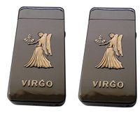 Electric Lighters Zodiac 2 Pack - Dual Arc Electronic Plasma Lighter - Tesla Coil USB Rechargeable Cigarette Lighter 4 Designs (Virgo)