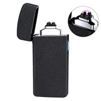 Lighter, Unique Gift Electric Lighter USB Rechargeable Dual Arc Lighter Windproof Flameless Plasma Lighter for Fire, Cigarette, Candle, Pipes (Matte Black) …