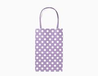 12CT Small Lavender Polka DOT Biodegradable, Food Safe Ink & Paper, Premium Quality Paper (Sturdy & Thicker), Kraft Bag with Colored Sturdy Handle (Small, P.Lavender)