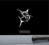 JS Artworks Marlin Jumping Fish Vinyl Decal Sticker (White)