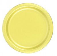 240 Light Pastel Yellow (10 Pks of 24) 9 Inch Wax Coated Plain Solid Color Dessert Luncheon Paper Plates