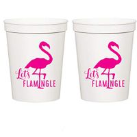 Let's Flamingle, White Stadium Plastic Cups - Birthday Party Cups or Bachelorette Party Cups (10 cups)