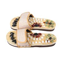 Romonacr Massage Slippers Foot Massager Shoes Shiatsu Relax Sandals with Natural Cobblestone Stones XL(Women 8.5/Men 7.5)