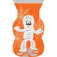 Pack of 144 Orange and White Halloween Fun Cello Party Favor Loot Bags with Zipper 9"