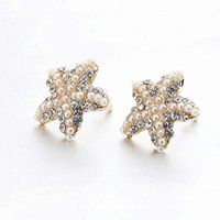 Handmade Pearl Beach Unisex Ear Rhinestone Earrings Starfish Ear Stud Earrings Accessory Good Jewerly Fine Accessories Stylish Design Womens Cheap Bright