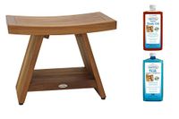 AquaTeak Patented 24" Asia Teak Shower Bench with Shelf & AquaTeak Two-Step Care Kit