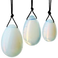 Set of 3 Drilled Opalite Jade Egg for Kegel Exercise Pelvic Floor Muscles Vaginal Exercise Yoni Egg Ben Wa Ball Health Care for Women Gift with Velvet Pouch (Opalite) (Opalite)