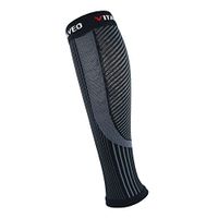 Vital Salveo Recovery Calf Compression Sleeves Made of Innovative Fiber. Fit for Cycling, Running, Travel, Pregnancy, Nurses - Calf Pain Relief-Black with Srtipe-L