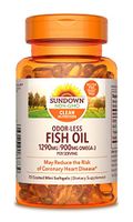 Sundown Fish Oil Omega 3-1290 mg, 72 Odorless Coated Mini Softgels (Packaging May Vary) - 2-Pack