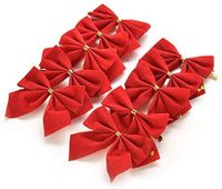 Rocky Mountain Goods Small Red Bows - 5” x 4” Red Velvet Bows for Christmas Tree, Crafts, Ornaments, Garland - Easy Attach Zip Ties for Multiple uses - Indoor Outdoor Heavy Velvet Mini Bows (24)
