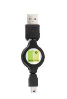 Mizco iessentials Retractable Data/Charging Cable, Mini USB to USB (Black)