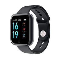 ROWEQPP Fashion T80 Smart Watch Women Men Sports Waterproof Bracelet Black Silicone Strap