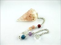 Jet Exquisite Rose Quartz Orgone Pendulum 2 inch Jet International Crystal Therapy Healing Power Peace Prosperity Divine Gemstone