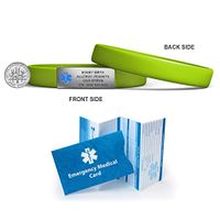 MedicBand Medical Alert ID Bracelet - Lime Green (sm). Free Engraving. 8 Vibrant Colors! Free Shipping.