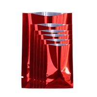 100Pcs Glossy Metallic Mylar Foil Open Top Sealable Bags For Cosmetic Mask Samples Pack Flat Bottom Aluminum Foil Vacuum Pouch Food Grade Storage Bag (Red, 7x10cm (2.76"x3.94"))
