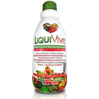 LiquiVive Liquid Vitamins Vegetarian Dietary Mega Supplement | Daily Multivitamin Superfood Immune Support Immunity Booster | with Vitamin C D3 A B12 E K | 99.9% Vegan Non-GMO Gluten Free 32 fl oz