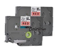 2PK Onirii Compatible Brother p Touch Label Maker Tapes TZ431 TZe431 TZ-431 TZE431~1/2" (0.47")12mm x 26.2ft(8m) Black on Red Standard Laminated Tape for Brother P-Touch Label Makers & Printers
