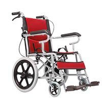 Yjyly Wheelchair Folding Wheelchair Aluminum Hand Brake Scooter Light Elderly Disabled Trolley Attendant-Propelled Wheelchair Can Bear 100kg Lightweight propelled (Color : Red)