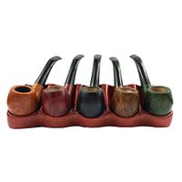 Sundlight New Wooden Pipe Stand Rack Holder for 5 Pipes Tobacco Pipe Holder fit Men