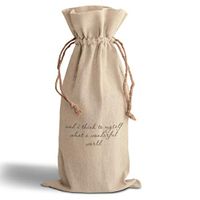 Cotton Custom Wine Gift Bag What A Wonderful World Inspiration & Motivation Life Housewarming & Party Accessories Natural Canvas Drawstring Design Only