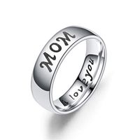 YouCY Mon/Daugter/Son I Love You Family Finger Ring Engraved Ring Love Mom Son Daughter Parent Jewelry Mother's Day Birthday Gifts,MOM,Size 8