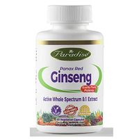 Paradise Herbs Ginseng Panax Vegetarian Capsules, Red, 60 Count