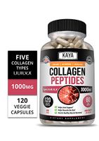 Kaya Naturals Collagen Complex, 120 Count Capsules for Anti-Aging, Hair, Skin, Nails and Joints, Types I, II, III, V & X Collagen Protein Blend (120 Capsules)