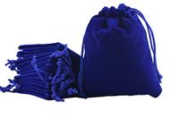 Sansam 50pcs Small Royal Blue Drawstrings Velvet Bags for Jewelry, Gift, Wedding Favors, Candy Bags, Party Favors, 4.0x4.8''